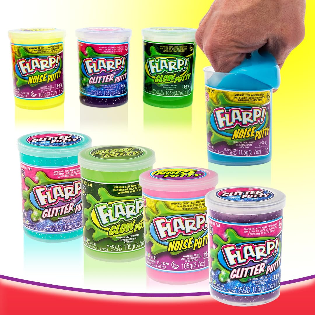 Ja-Ru Flarp Noise Putty 3 Set Variety Pack (2 Packs) - Glow In The Dark, Glitter & Original Noise Putty Slime, All Scented. Fidg