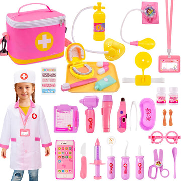 Meland Doctor Kit for Toddlers 3-5, Dentist Play Set with Teeth for Kids Pretend Play Girl Toys Birthday Gift for Toddler Girls