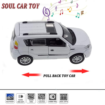 Toy Cars Diecast Car Models KIA Soul Model Cars,Pull Back Cars,Car Toy with Sound and Light for 3+ Year Old Boys(White)