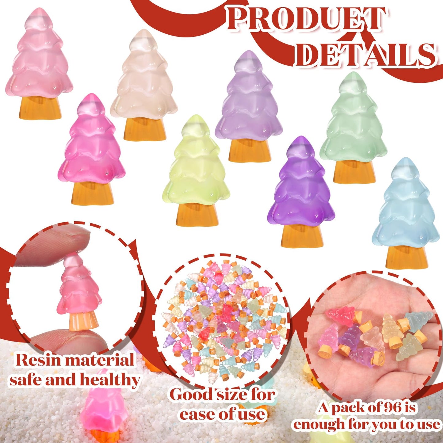 Libima Mini Resin Tree Miniature Luminous Tree Small Christmas Decorations Tiny Christmas Figurines for Desktop Crafts Dollhouse