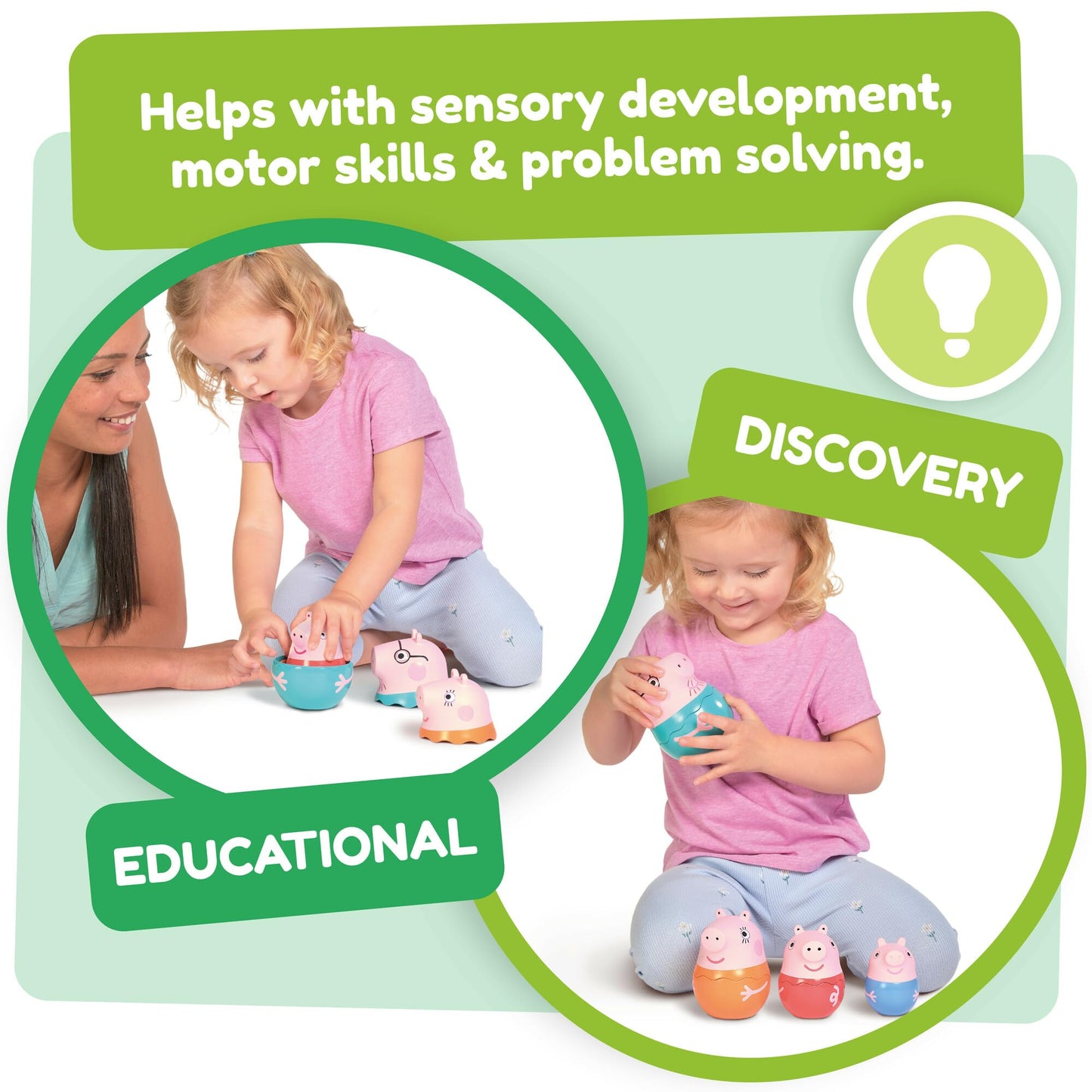 Tomy Toomies Peppa Pig Nesting Family - Includes Peppa Pig, Mummy Pig, Daddy Pig And Rattling George - Sorting And Pouring Toddler Bath Toys - Toddler Water Toys For Bath - Ages 18 Months And Up