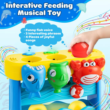 V-Opitos Musical Toys For 1, 2 Years Old Boys & Girls, Feeding Interactive Toys Gifts For Baby 6-12, 12-18 Months, Montessori Education Toys, Perfect Toddler Christmas Birthday Gifts