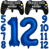 Navy Blue Video Game Party Supplies Boys 12Th Birthday Party Decorations- 2 Packs Game On Balloons With Dark Blue Number 12 Ball