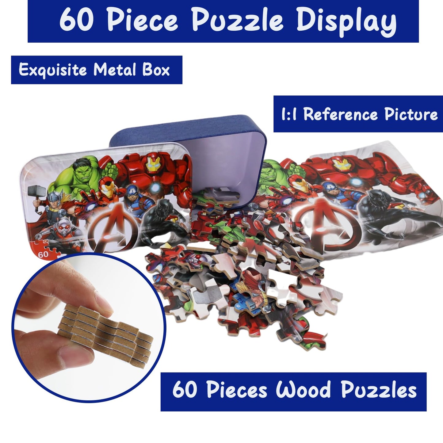 Jigsaw Puzzles For Kids Ages 4-8,60 Pieces Marvel Superhero Hulk Avengers Puzzle Toys For Children Girls And Boys,Learning Educa