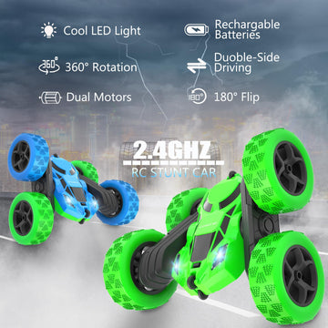 Remote Control Car - RC Car Toys for Boys - 4WD 2.4Ghz Double Sided 360 Rotating RC Cars, Birthday Gifts for Kids Age 6 7 8-12 f