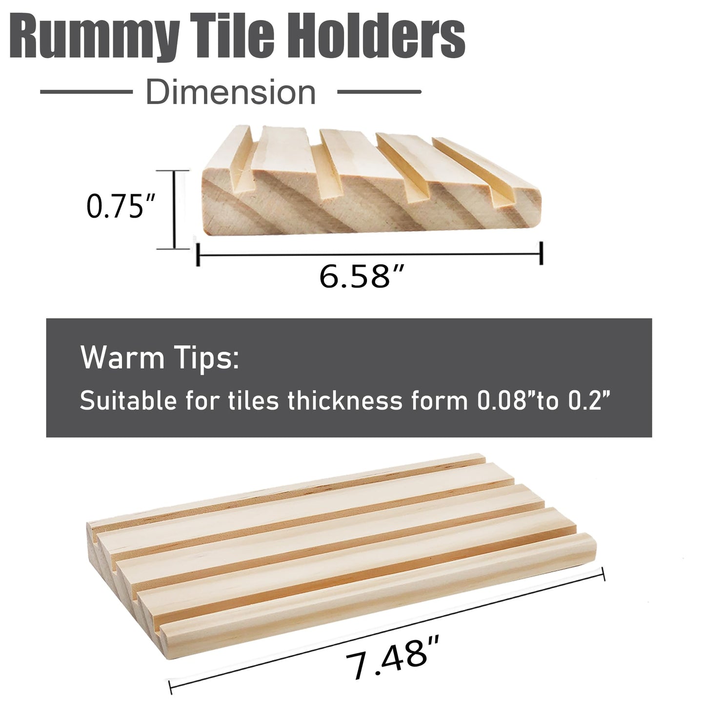 Dollergo 4 Wooden Rummy Replacement Racks/Trays For Rummikub Game, Rummy Cube Game Holders Only, 4 Wooden Racks For Okey Board G