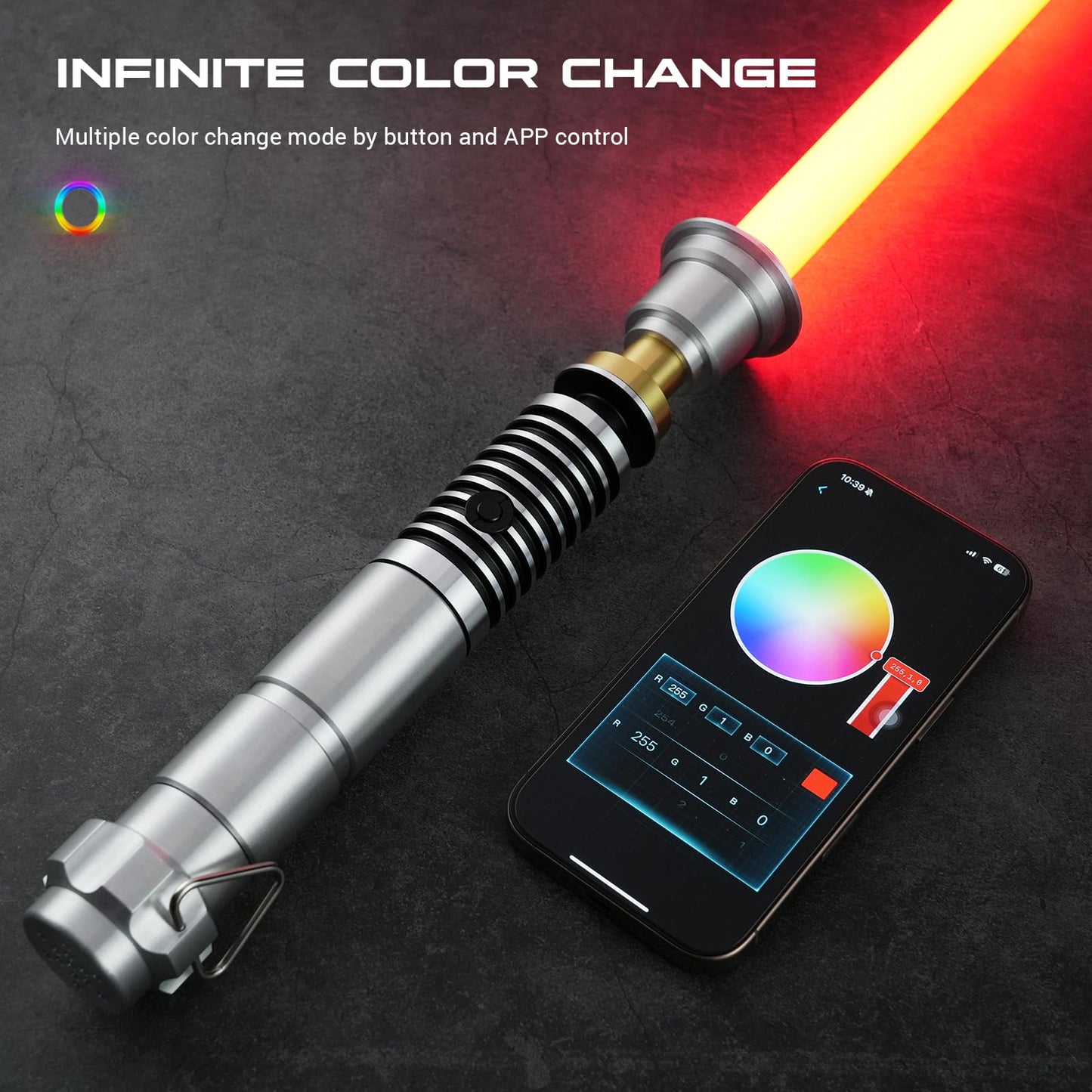 Damiensaber Rgb V3 Smooth Swing Light Saber, Motion Control Dueling Light Sabers,16 Sound Fonts Luke Light Saber With Infinite C