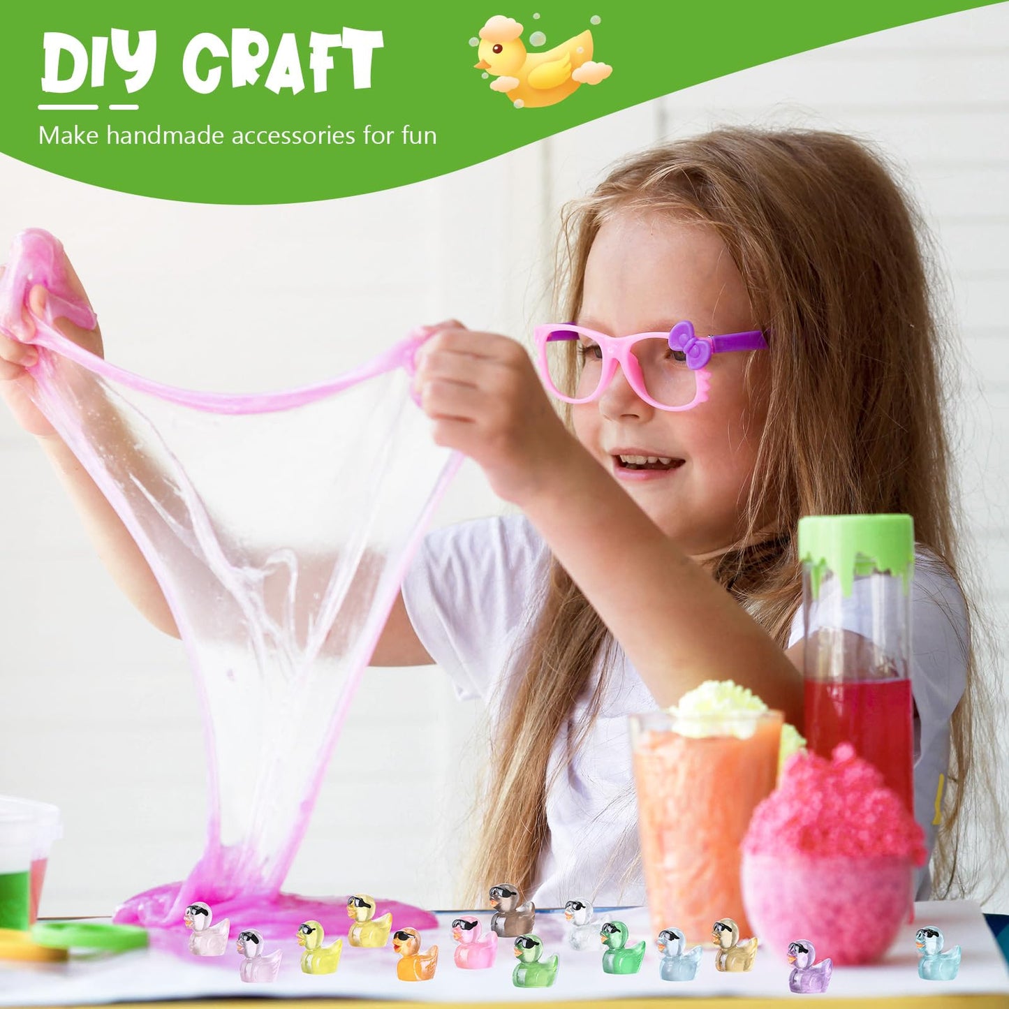 Junkin 700 Pcs Mini Resin Duck Glowing in The Dark Little Tiny Ducks Miniature Figures Dollhouse Ornament Potted Plants Cake Dec