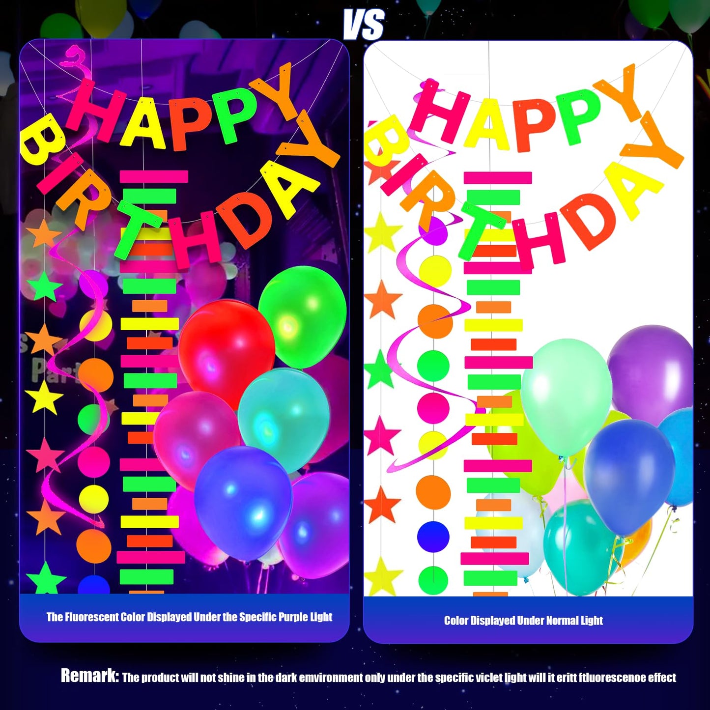 120 Pieces Neon Glow In The Dark Birthday Party Decorations Supplies Glow Party Neon Balloon Garland Kit Neon Glow Party Supplie