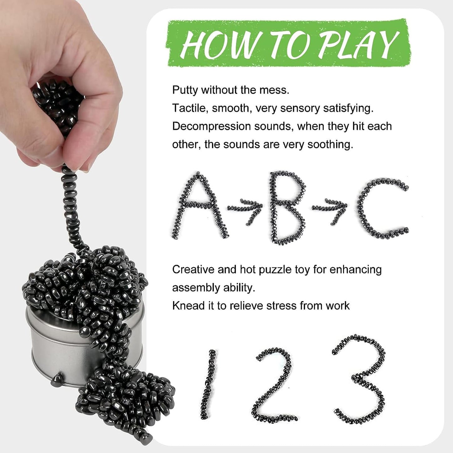 1000Pcs Magnet Balls, Fidget Toys Adults ,Ferrite Magnetic Putty Sensory Toys, Desk Fidgets Toys For Office Stress/Anxiety Relie
