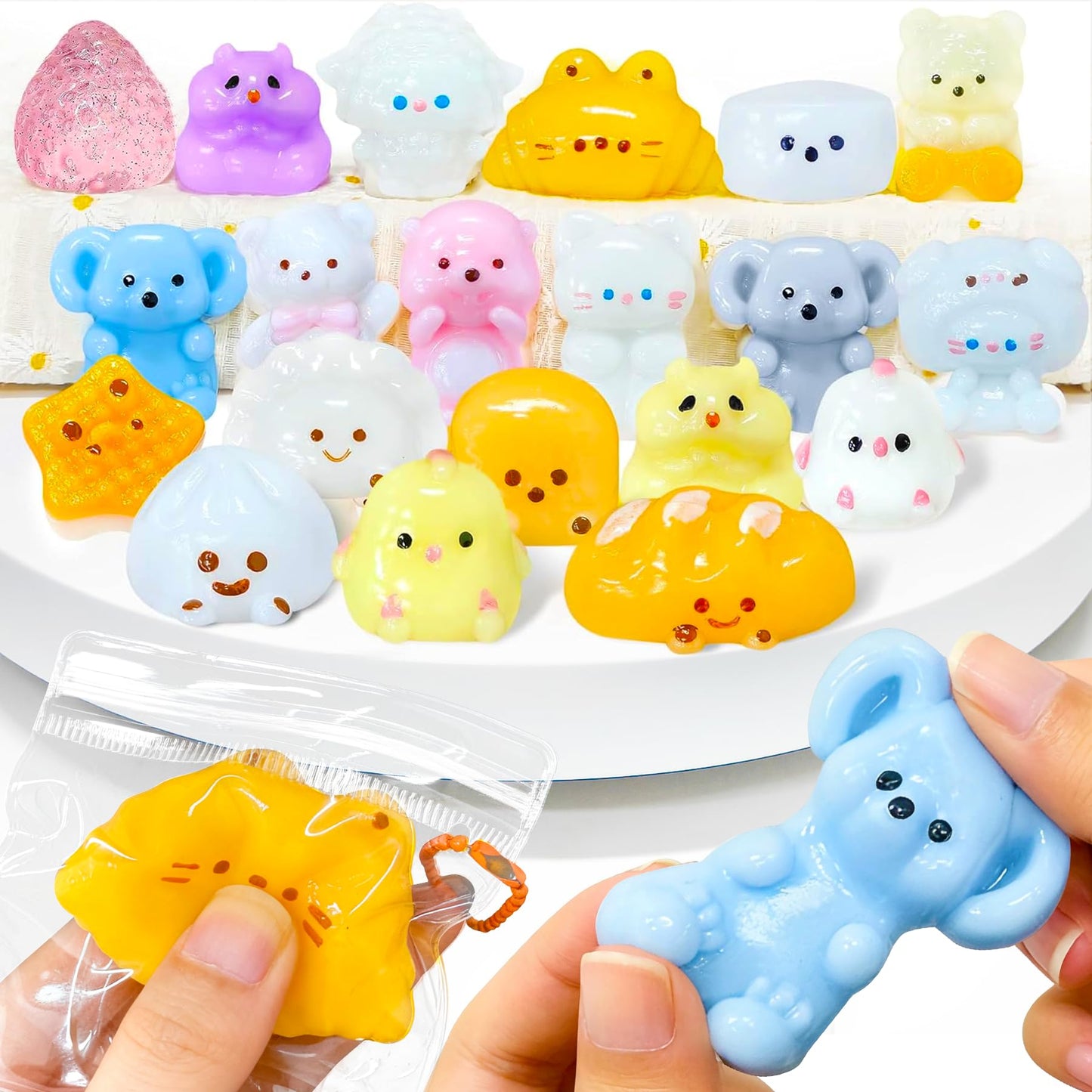 20pc Taba Squishy Toys Kit, Fidget Toys for Kids 8-12 and Adults,Taba Squishies with Keychain, Mini Squishy Stress Relief for Pa