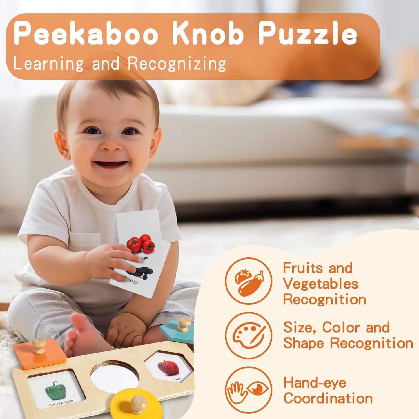 Twefex Montessori Toys For Babies 6-12 Months - 3 In 1 Baby Toys Play Kit - Medium Spinning Drum - Baby Tissue Box Toy - Peekabo