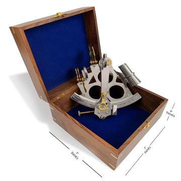 IOTC 6.5 Solid Brass Sextant Astrolabe with Hardwood Box - Nautical Decor, Gold Finish, Premium Quality