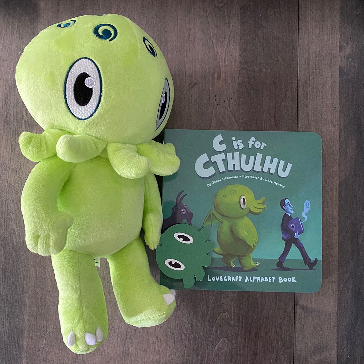 C Is For Cthulhu Board Book & Green Plush Bundle (Baby Plush, 6 Inches)