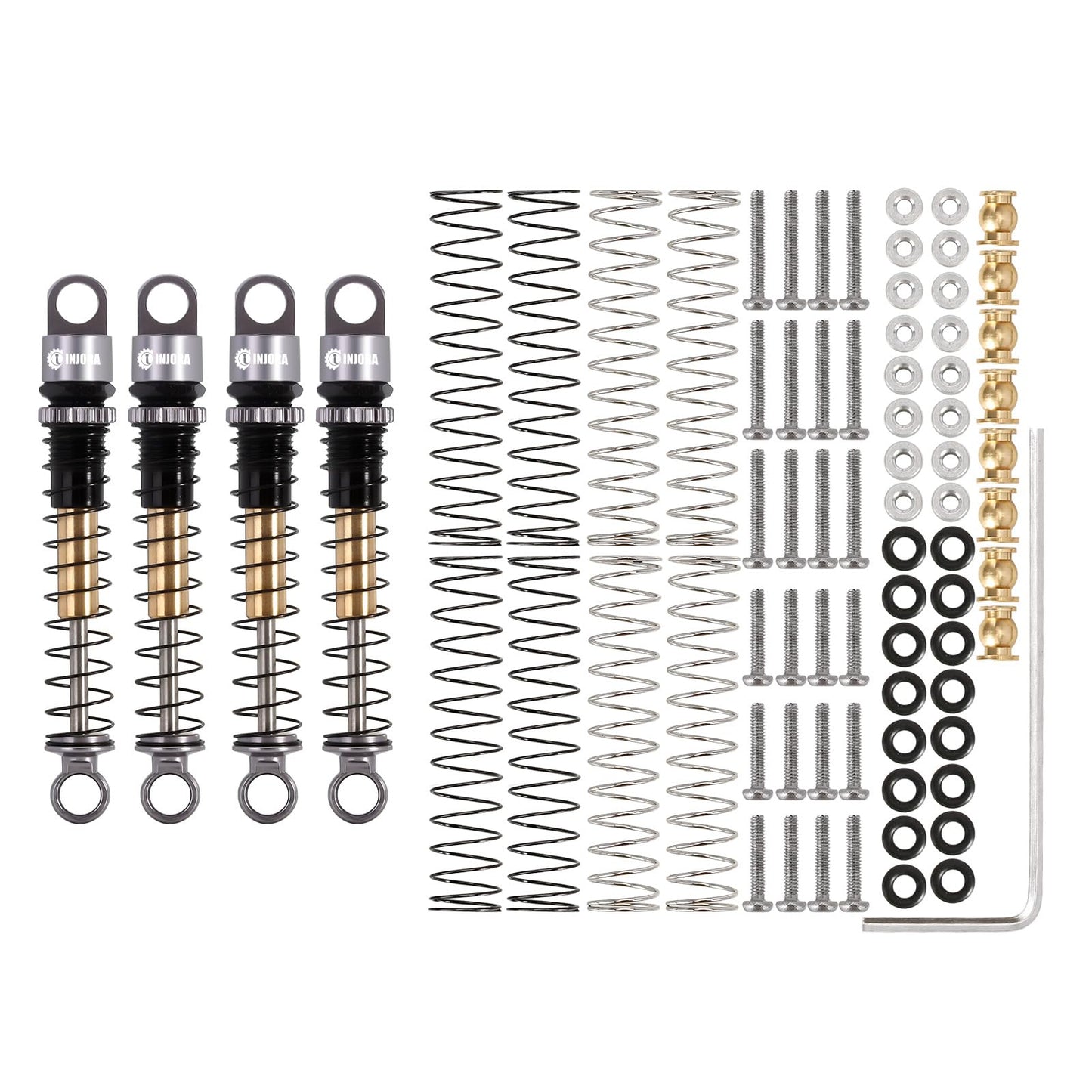 INJORA 43mm Aluminum Shocks Threaded Tele Shock Absorber Damper for 1/24 RC Crawler Car Axial SCX24 AXI90081 Deadbolt Micro Craw