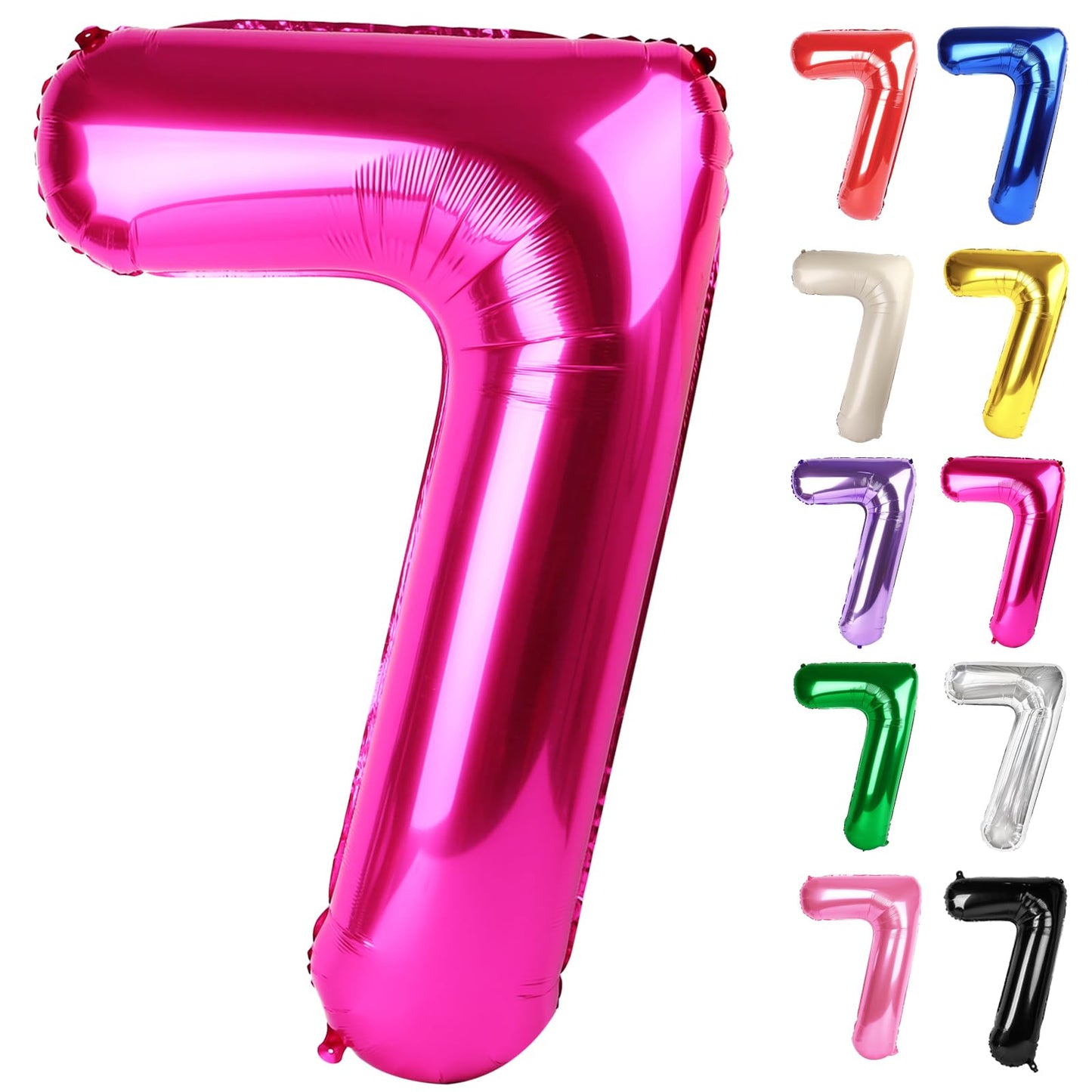 Hot Pink Number 7 Balloon 40 Inch, 7 Balloon Number, 7Th Birthday Decorations, Hot Pink Party Supplies For Boys Girls