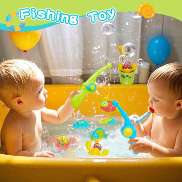 Toddler Bath Toys for Babies 26 Pcs Mold Free Bathtub Toys with Fishing Rod Floating Boats Spoons Bucket No Hole Sea Animals and Storage Bag Water Table Pool Toys for Toddlers and Kids