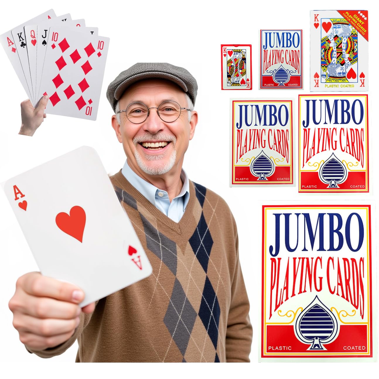 Jumbo Playing Cards, Gigantic Playing Cards - Oversized Cards Extra Large Deck of Cards for Family Game Nights and Casino Party