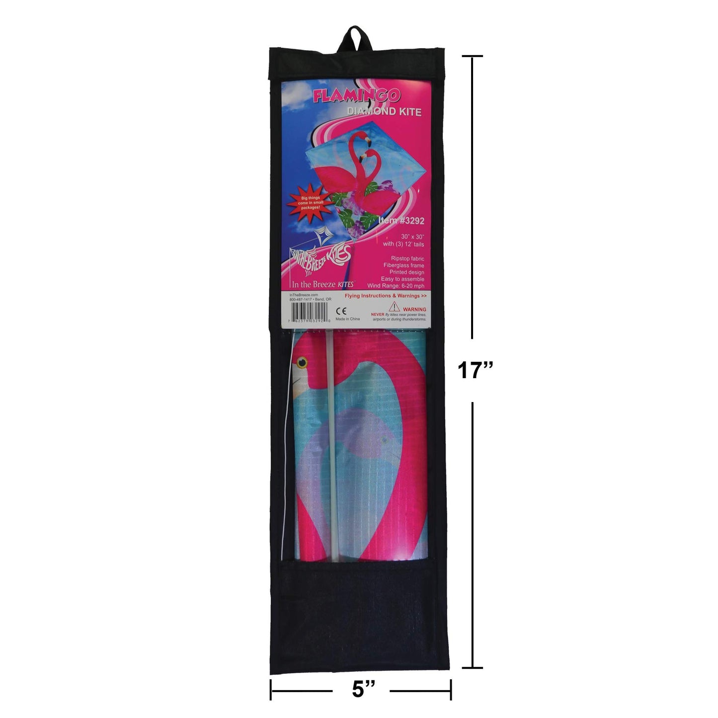 In The Breeze 3292 - Flamingo 30 Inch Diamond Kite - Fun, Easy Flying Kite