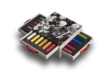 Conté à Paris Assorted Carrés Crayons Set, 18 Count Drawer Box, Pastels, Model 50097
