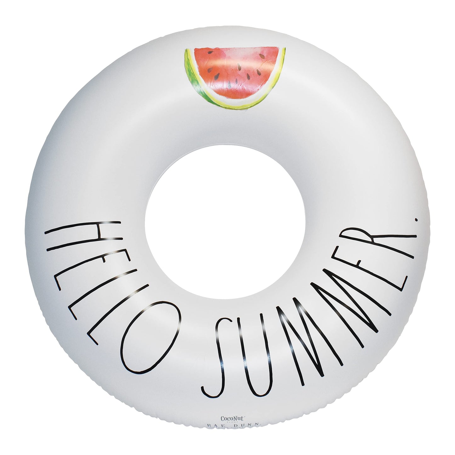 Rae Dunn x CocoNut Float Ring Float - Hello Summer Theme - Adult Size Large 48 Inch Inflatable Raft & Durable Water Inner Tube -