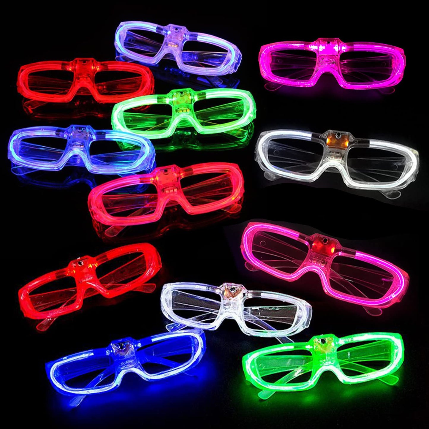 28 Packs Led Glasses 5 Neon Color 3 Light Modes Glow Sticks Light Up Glasses,Glow In The Dark Party Supplies Favors For Kids Adu
