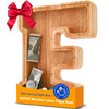 Wooden Letter Piggy Bank for Kids Initial Coin Bank for Boys and Girls First Name Personalized Savings Bank for Birthday Boys Girls Gift Piggy Bank for Kids (Wood S9-F)
