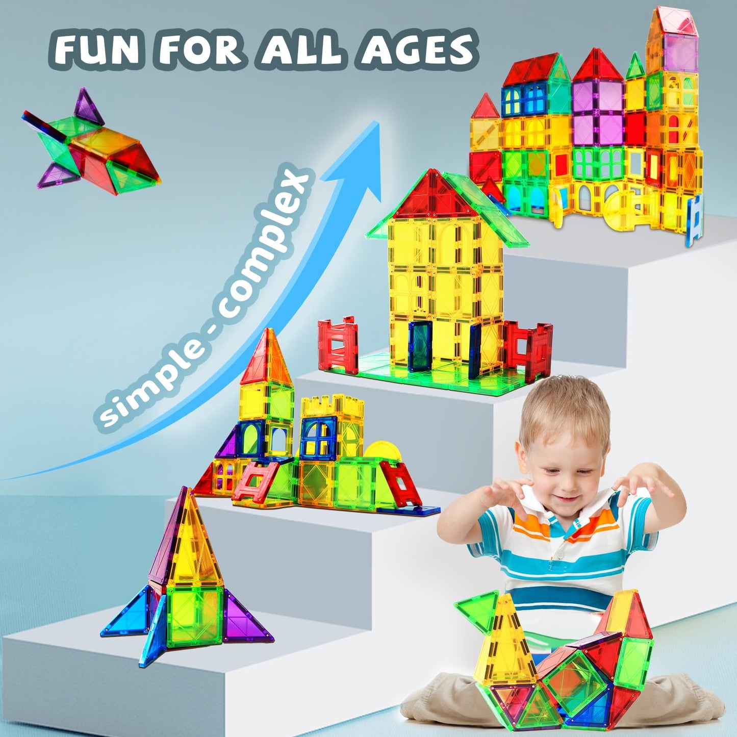 MAGBLOCK Magnetic Blocks - Magnetic Tiles Toys for Toddlers Kids Magnetic Building Blocks Preschool Magnet Set Magnetic Stem Toy