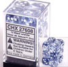 Chessex Dice d6 Sets: Nebula Black with White - 16mm Six Sided Die (12) Block of Dice