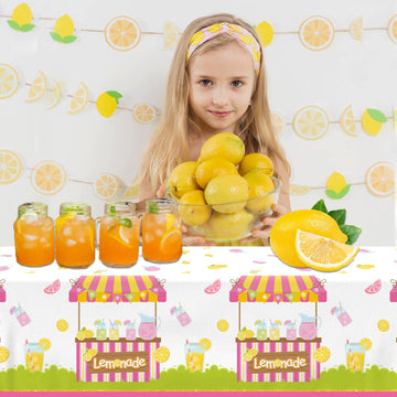 Lemon Tablecloth, 3Pcs Lemonade Table Cloth, Rectangle Plastic Lemon Party Table Cover, Disposable Lemon Table Cloth For Lemon T