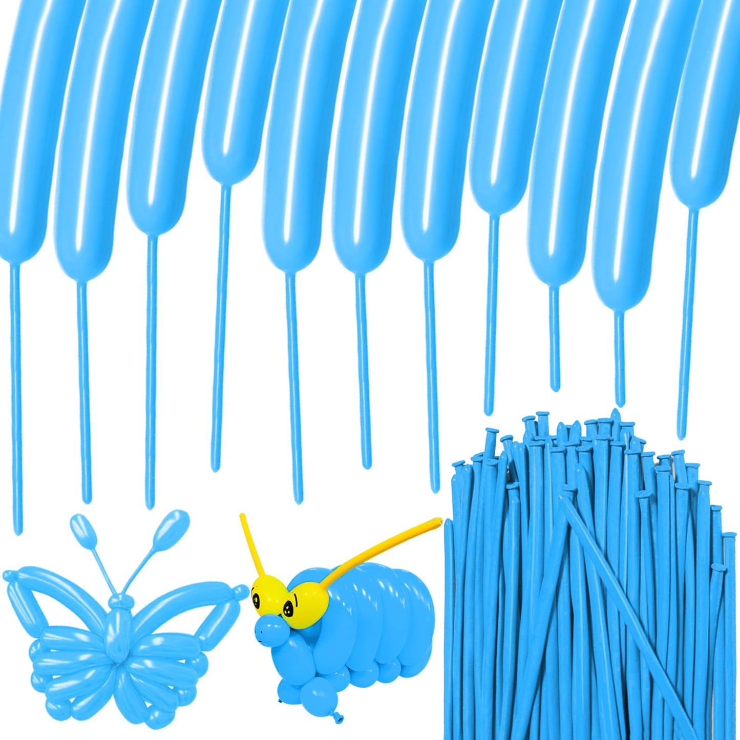 Hykjnbw Light Blue Long Balloons For Balloon Animals, 260 Balloons Art Kit For Twisting, Skinny Modeling Balloons Supplies For B