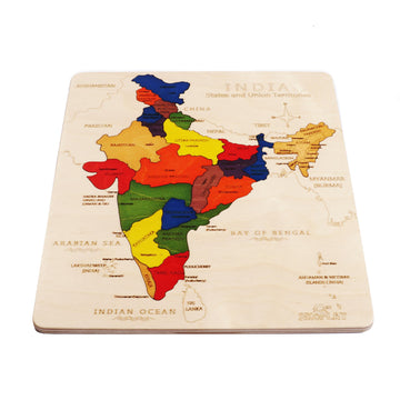 Wooden India Map Jigsaw Puzzle For Kids, 22 Pieces, Learning & Educational Toy Gift For Ages 3+