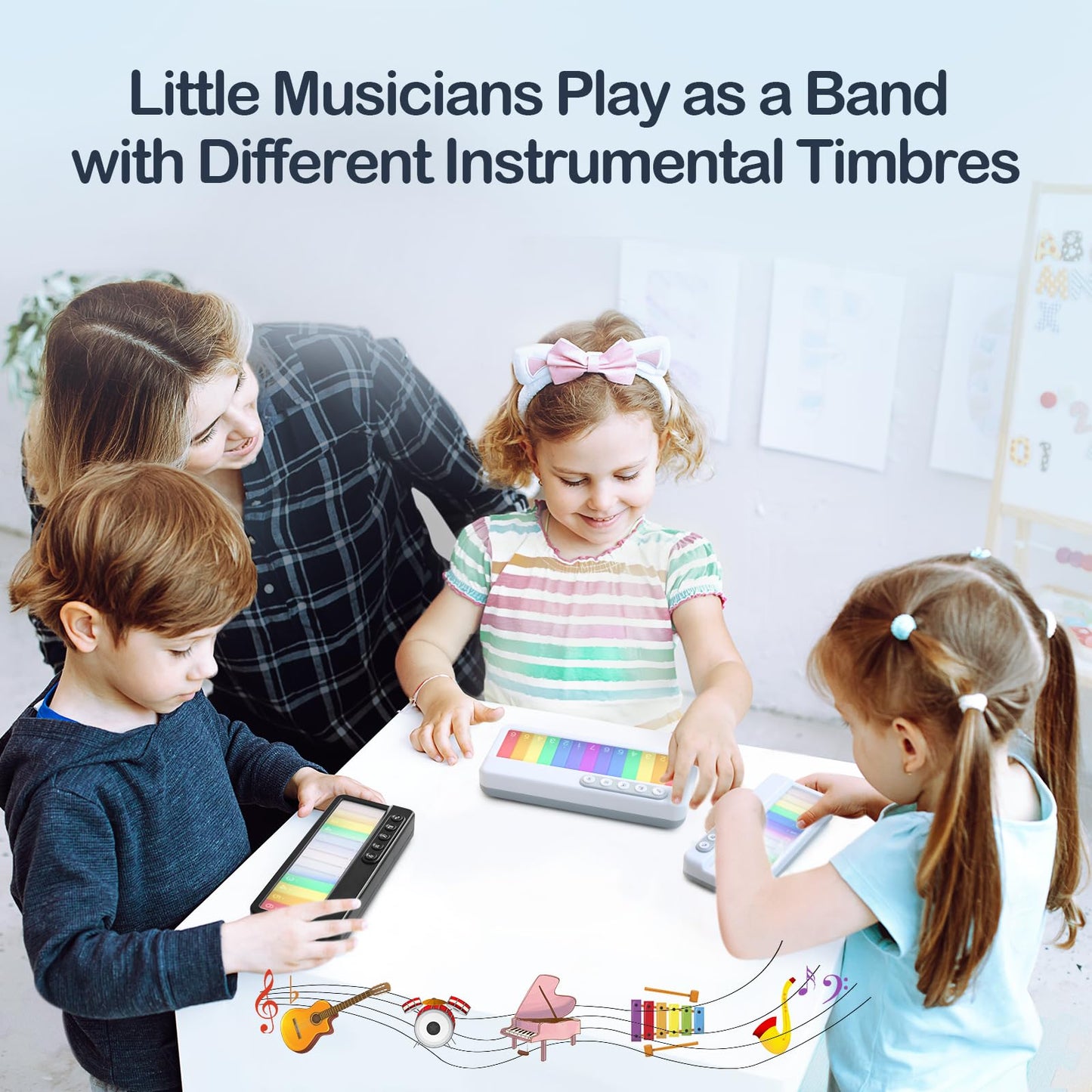 Foki Toddlers Travel Toys, Light Up Mini Kids Keyboard Pocket Piano Preschool Learning Musical Small Toddler Music Kindergarten