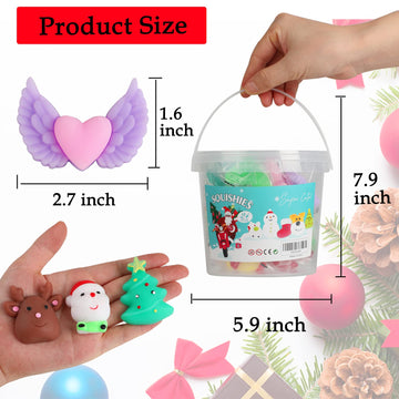 KINGYAO Squishy Fidget Toys, Mini Mochi Squishies 24 Pcs Party Christmas Mochi Favors for Kids Kawaii Snow Man Squishy Stress Re