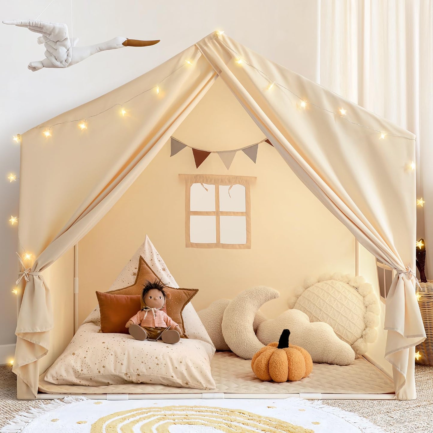Kids Play Tent With Padded Mat, Razee Large Kids Tent Indoor, Play House Playhouse Castle Tent For Girls Boys