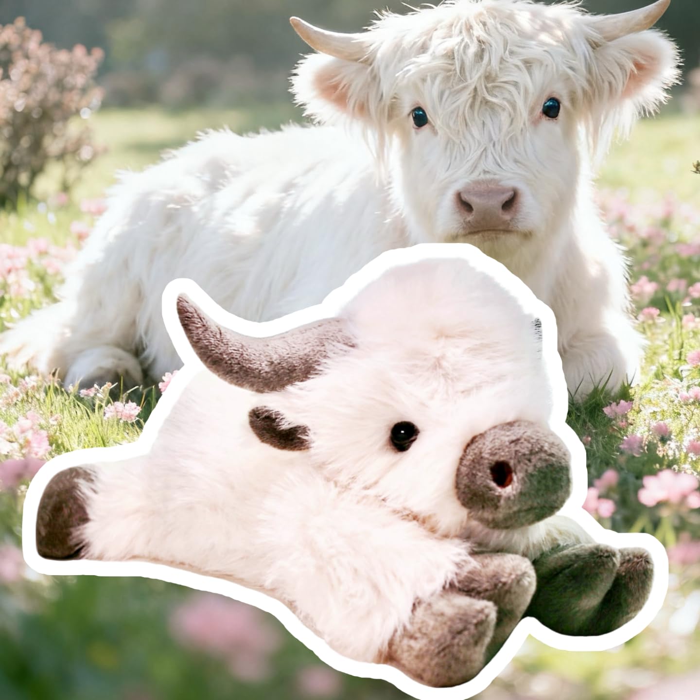 uoozii 24 | 5 Pounds Highland Cow Weighted Stuffed Animals with Removable Unscented Microwavable Pouch, Cute Coolable Warmable W