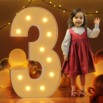Imprsv 4Ft Marquee Numbers, Light Up Numbers Letters, Mosaic Numbers For Balloons, Gaint Marquee Numbers, Number 3 Balloon For 1