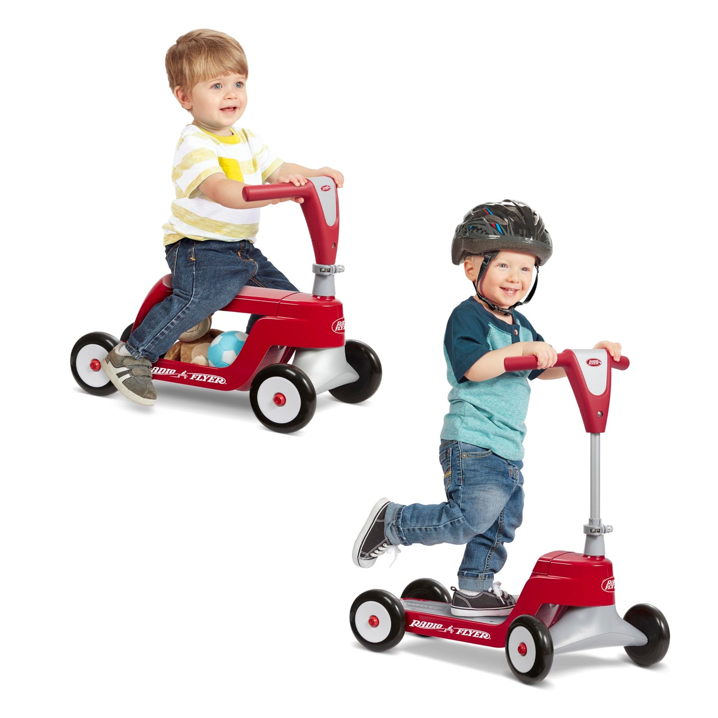 Radio Flyer Scoot 2 Scooter, Toddler Scooter Or Ride On, For Kids Ages 1–4 Years, Red Ride On Toy, Large
