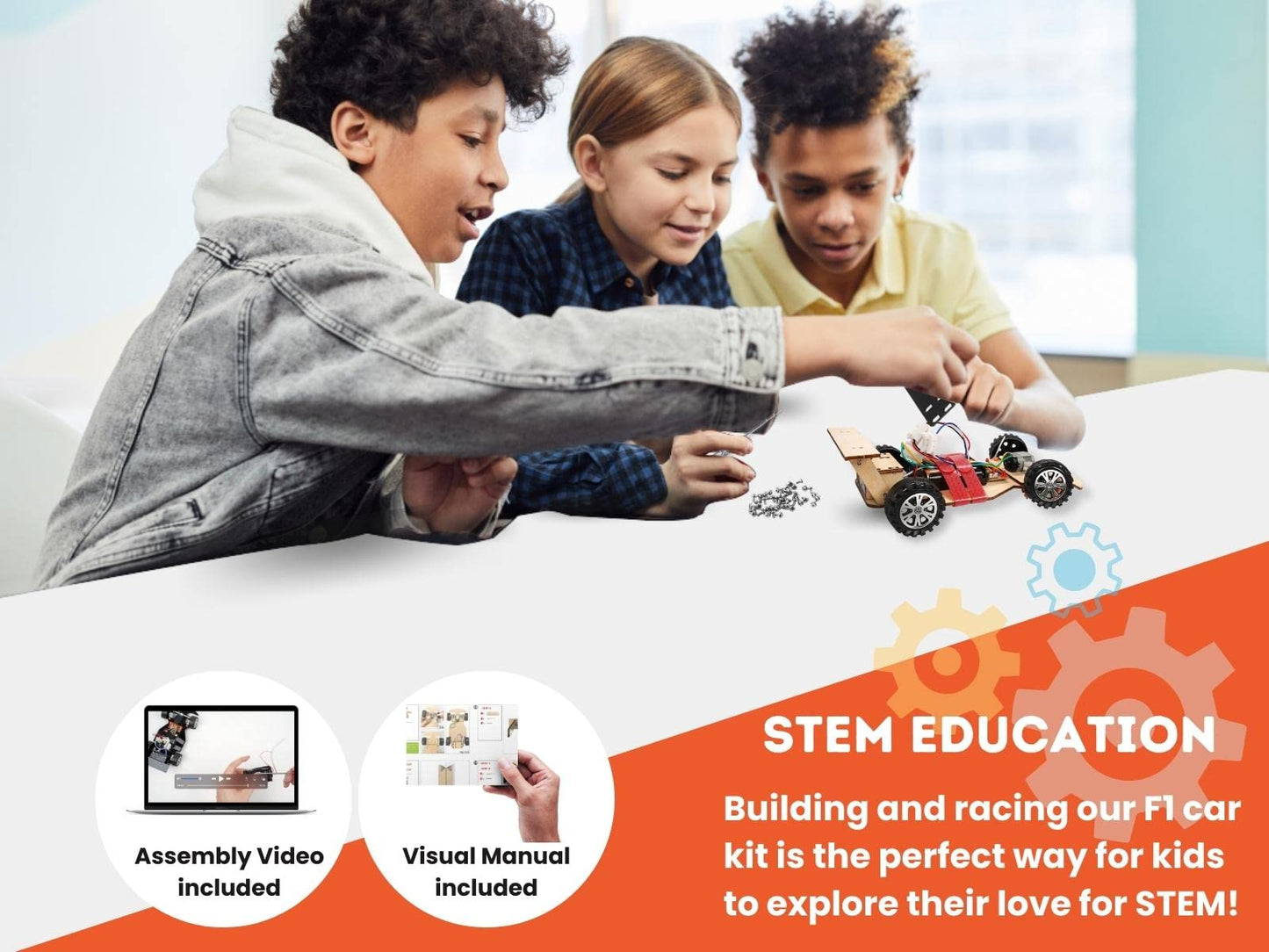 Pica Toys Wooden Wireless Remote Control F1 Racing Car Science Kit To Build (Red), Stem Project For Kids Aged 9 10 11 12 13, Science Building Kit Gift For Boys And Girls