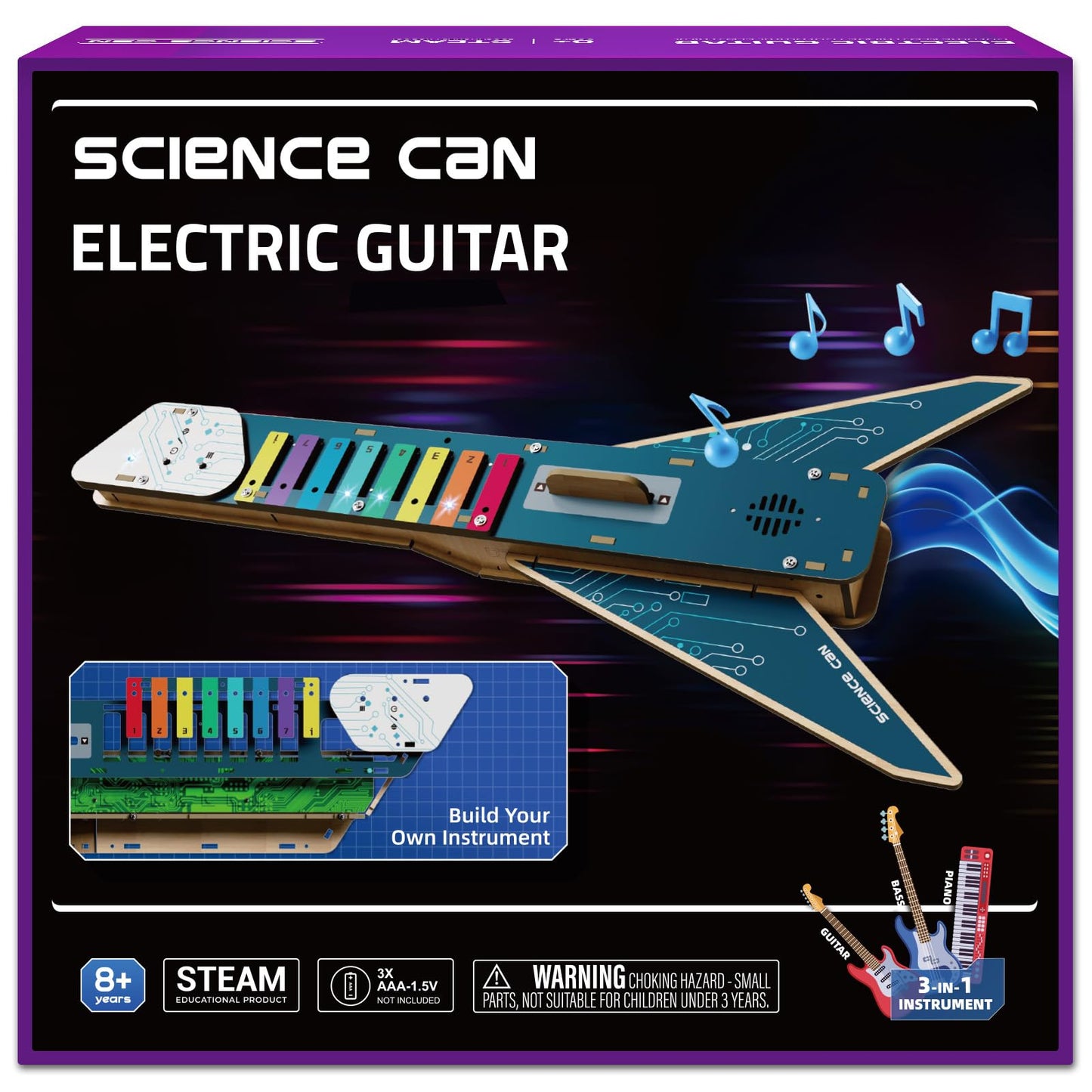 Science Can Science Kit For Kids Age 8-12, Diy Electronics Guitar Stem Kits, 3D Wooden Puzzles Building Own Musical Instruments,