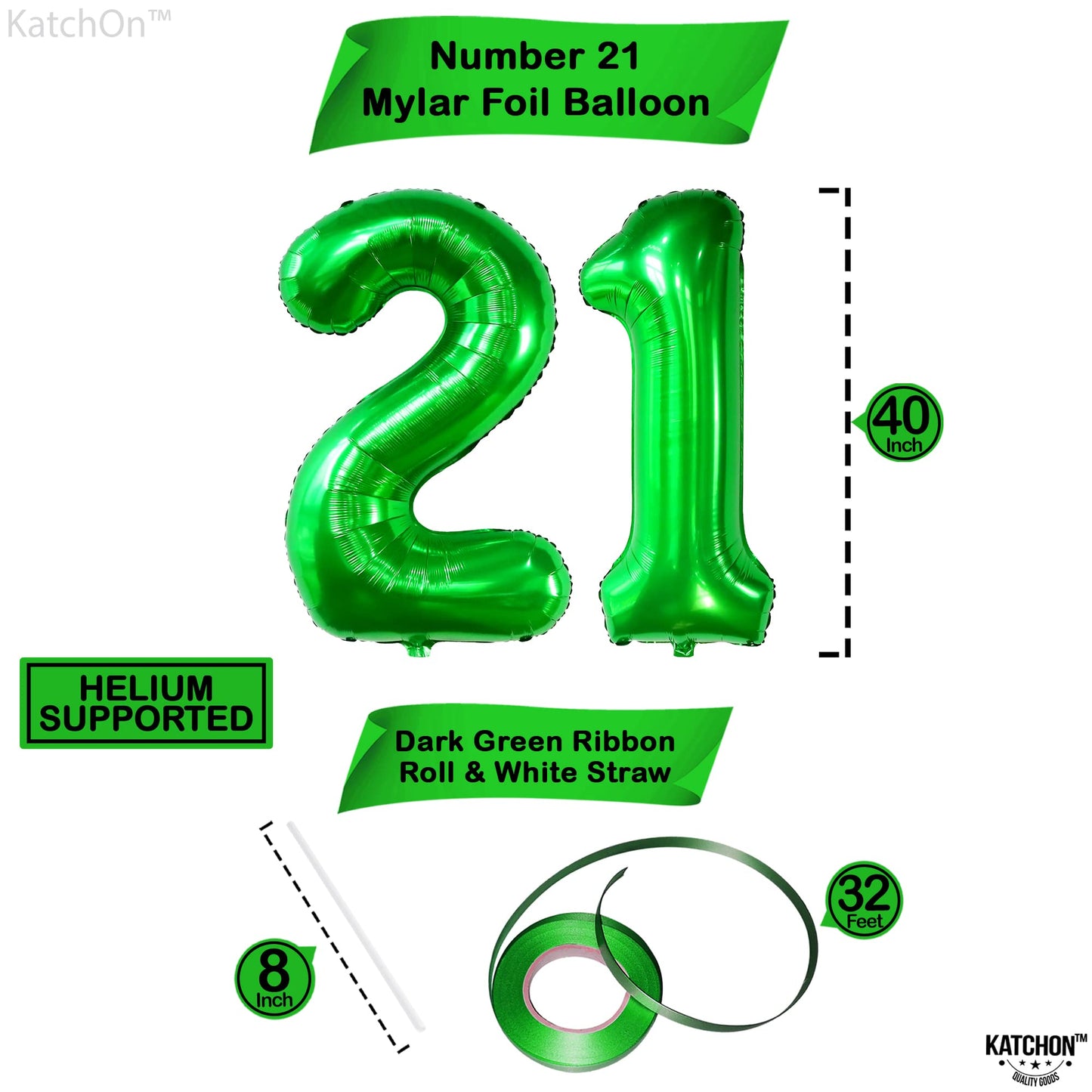 Katchon, Dark Green 21 Balloons Numbers - 40 Inch | Green 21St Birthday Balloons | 21St Birthday Decorations For Her Green | 21 Balloon Number, 21 Number Balloons | Green 21St Birthday Decorations