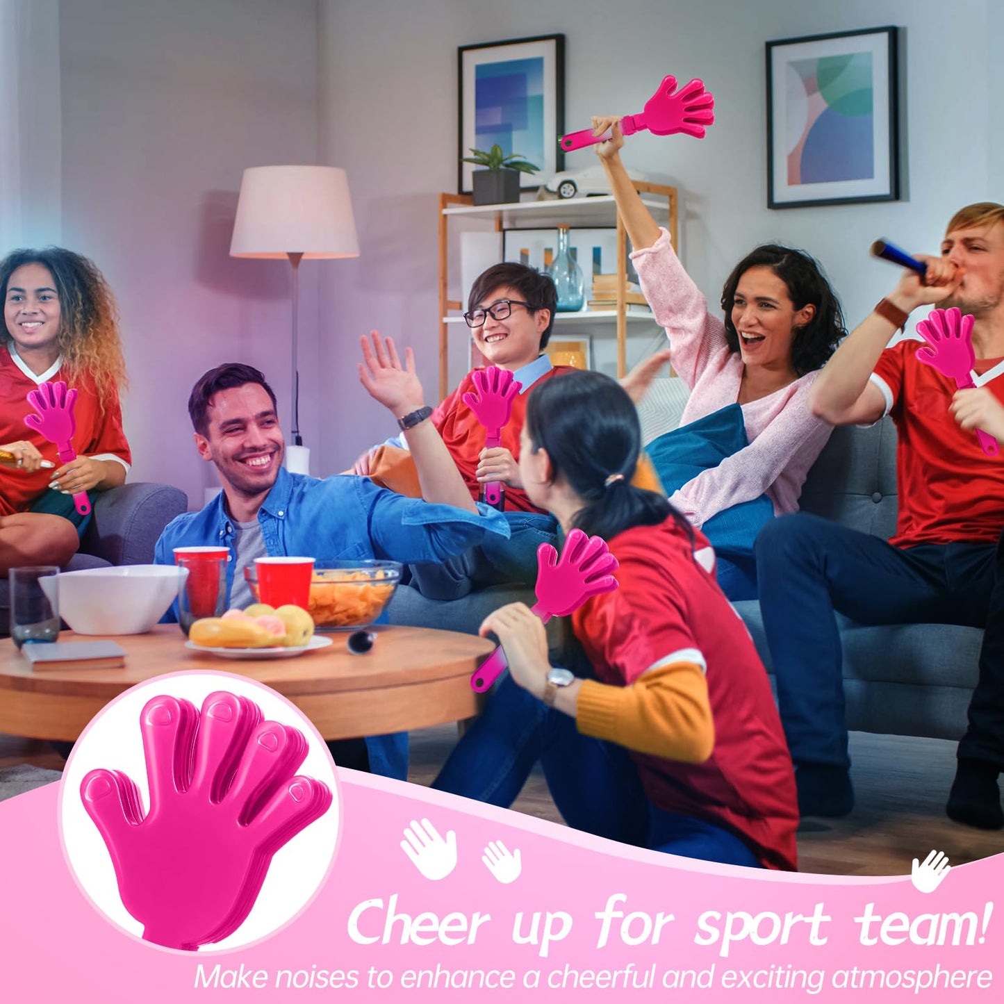 Zcysrlqin 12 Pcs Hot Pink Hand Clappers 7.5 Inch Clappers Noisemakers Noise Makers Party Favors Plastic Party Clapper For Sporti