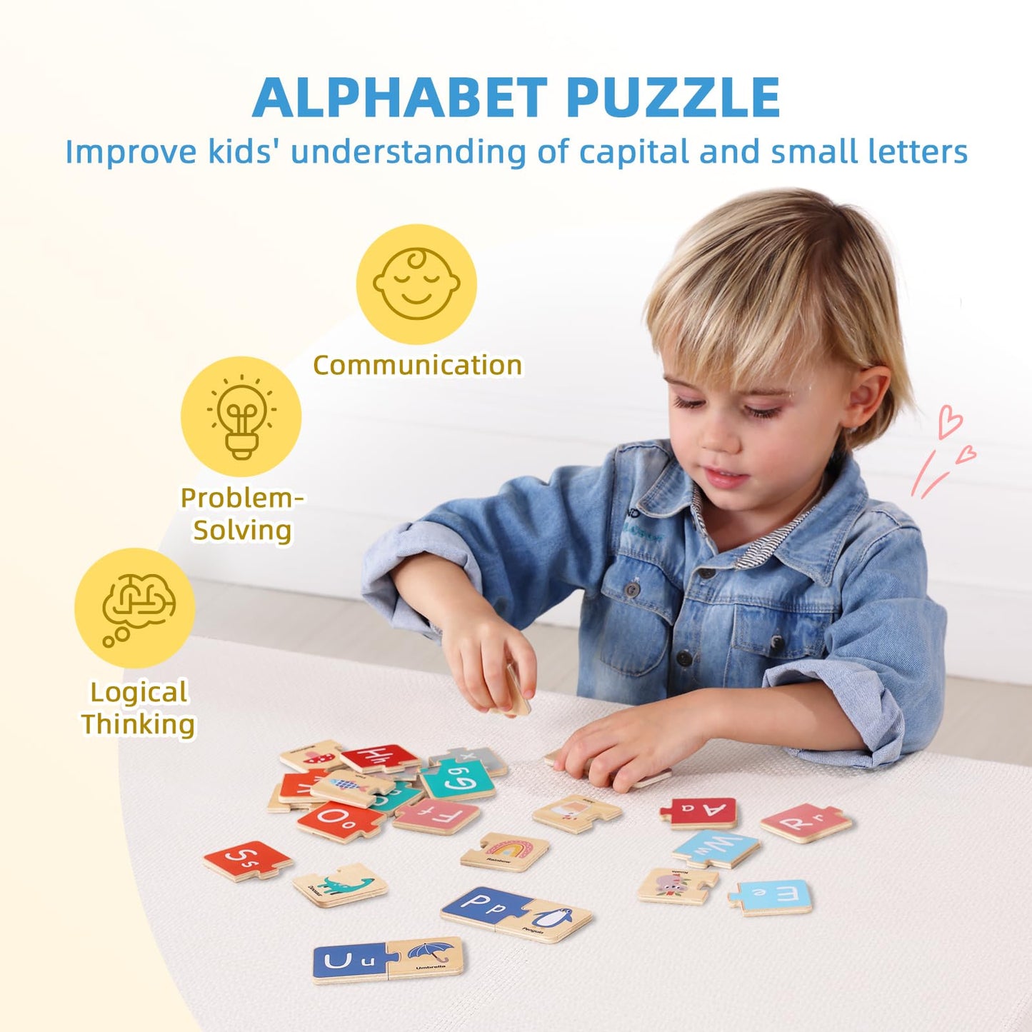 Oook 4 In 1 Montessori Set Alphabet Learning Toys Includes Wooden Letters Practicing Board, Spelling Games With Flash Cards, Alp