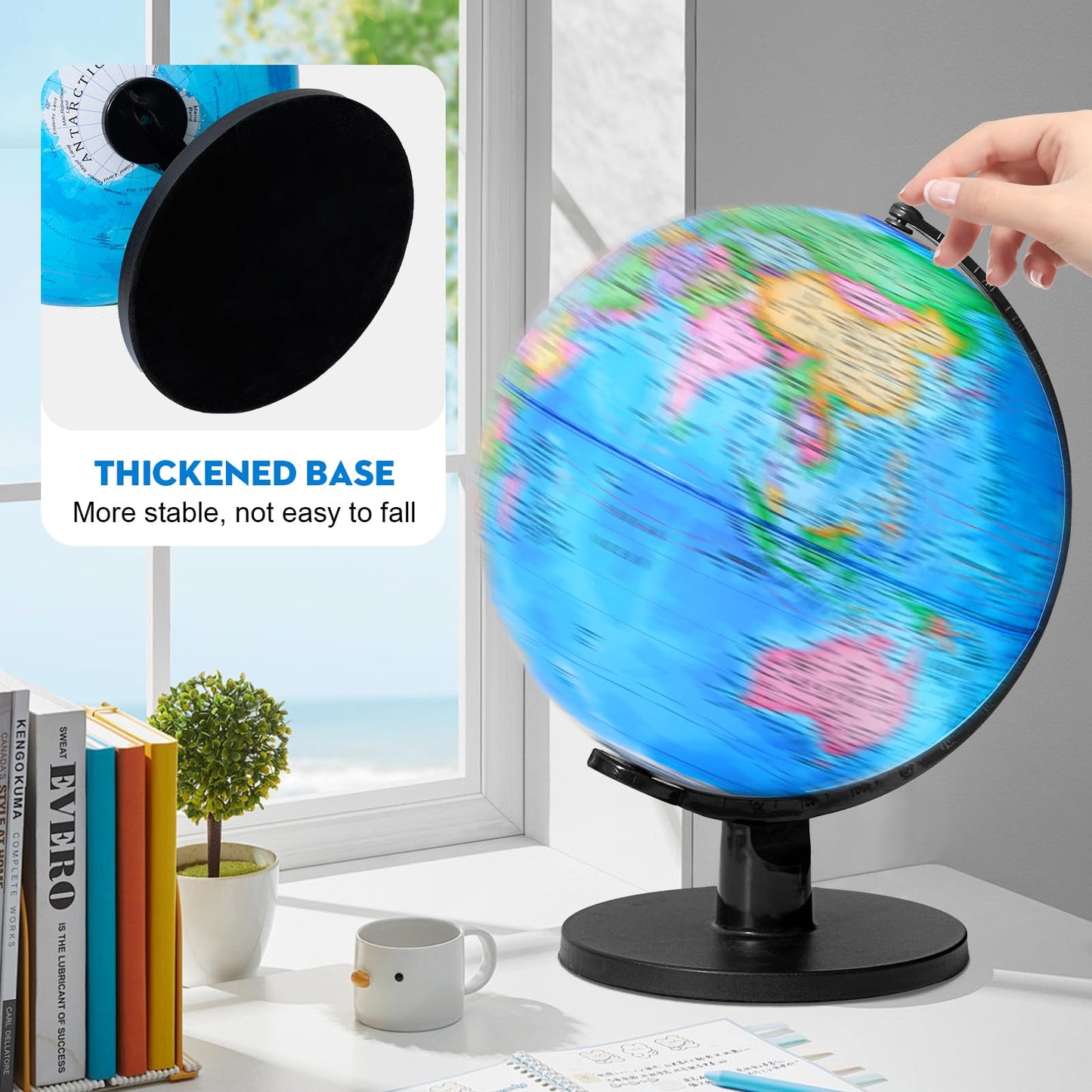 Gochange Globes For Kids, 10' Geography Educational Globe With Thickened Base - More Stable For Students & Teachers, 360° Spinning Globe For Age 6+ Children'S Educational Tools & Desk Decorations & Gifts
