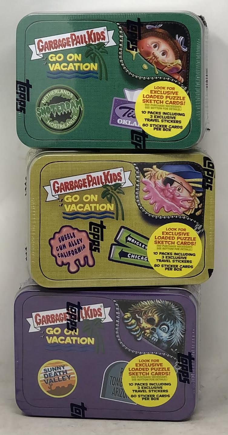 2023 Topps Garbage Pail Kids Go On Vaction Tins - All 3 Tins!!!