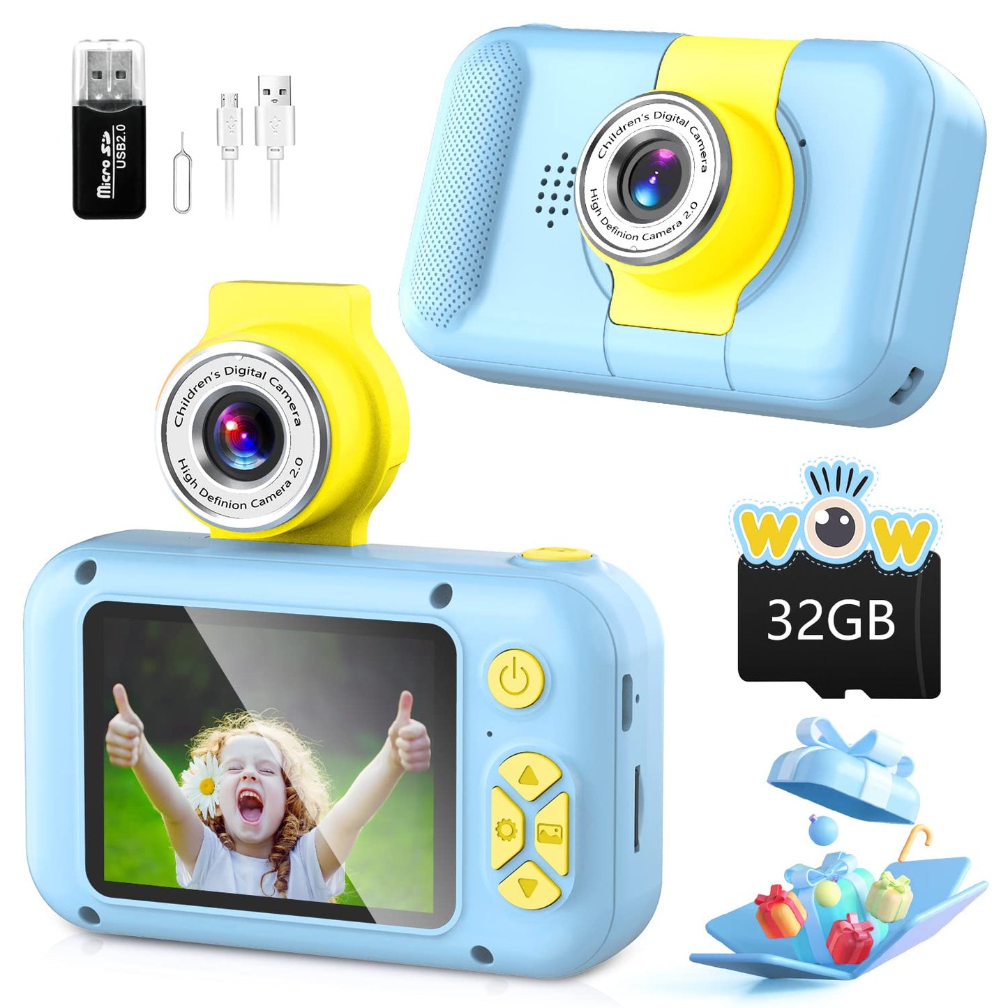 Kid Camera,Arnssien Camera For Kid,2.4In Ips Screen Digital Camera,180°Flip Len Student Camera,Children Selfie Camera With Playback Game,Christmas/Birthday Gift For 4 5 6 7 8 9 10 11 Year Old Girl Boy