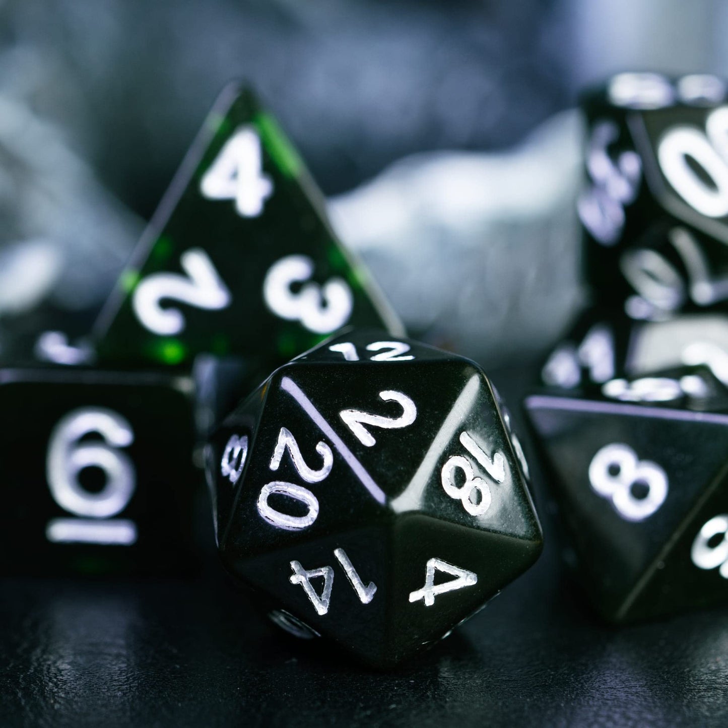 HDdais Polyhedral DND Dice Sets 7-Die D&D Dice for Dungeons and Dragons Pathfinder DND RPG MTG Table Gaming Dice (Dark Green)