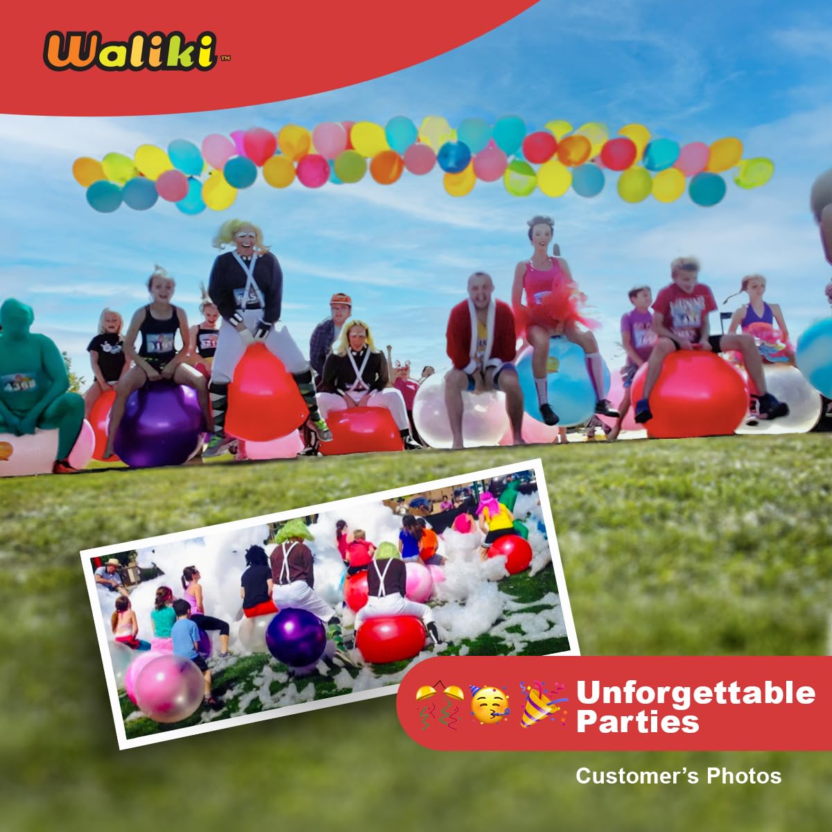 WALIKI Adult Size Hopper Ball | 29"/75CM Hippity Hop Bouncy Ball | Emoji 2 Design for Ages 16-101
