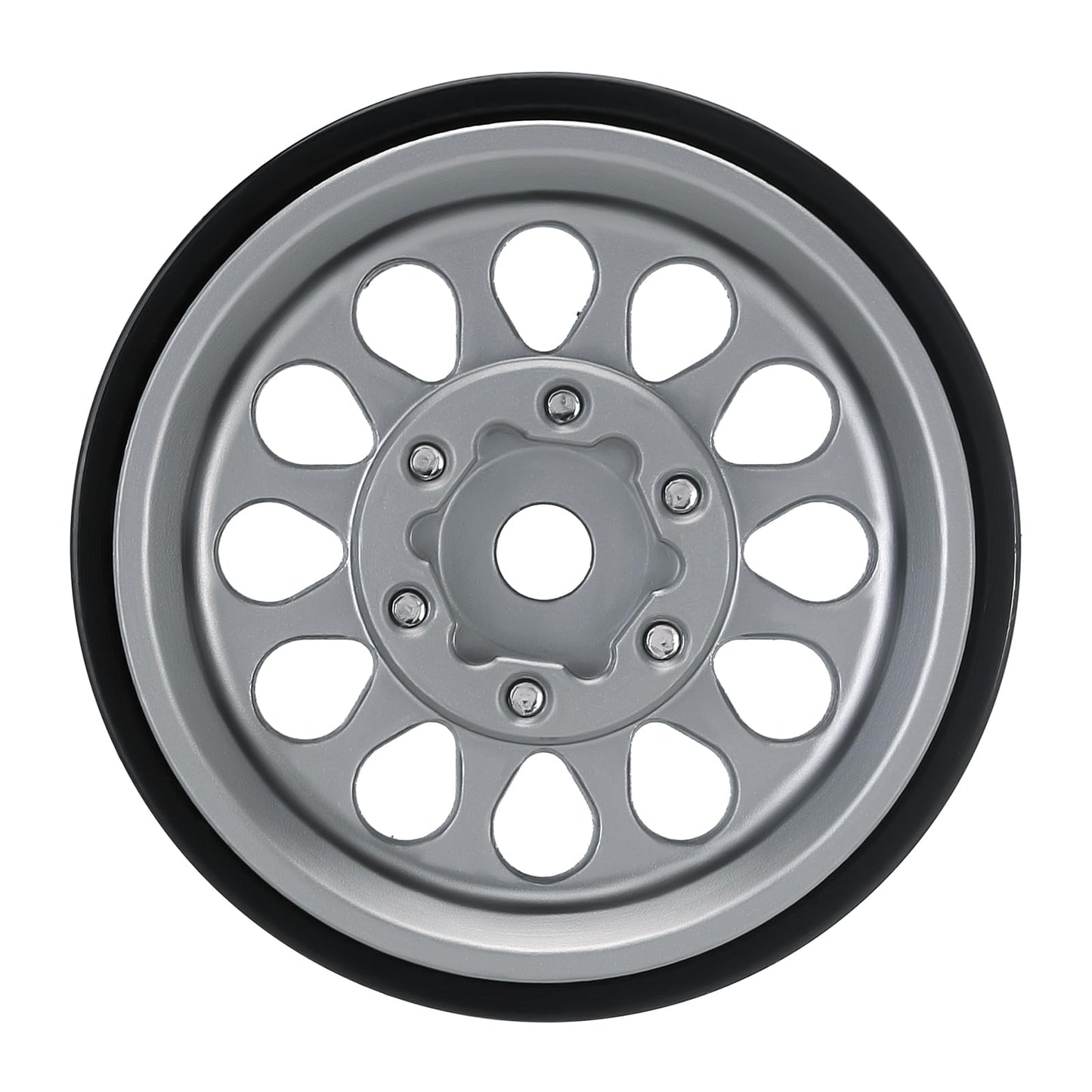 INJORA 1.0 Plus Beadlock Wheel - Aluminium Rims for SCX24 TRX4M FCX24 1/24 1/18 RC Crawler(Grey)