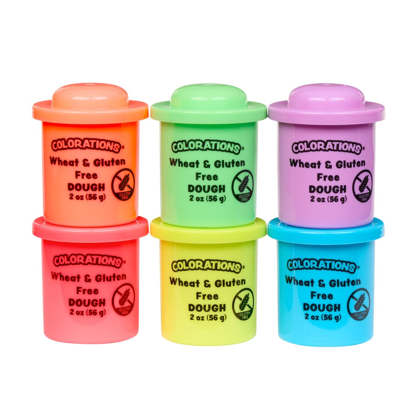 Colorations Neon Play Dough - 6 Colors (2 oz Each) | Non-Toxic, Gluten Free, Sensory Kit, Classroom Pack, Party Favors